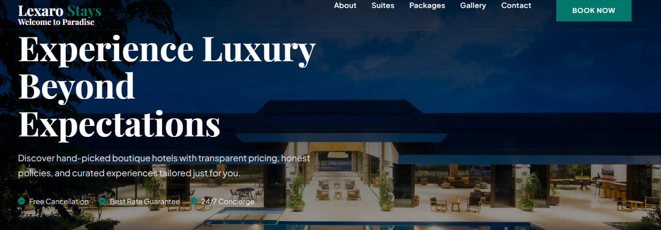Lexaro Stays – Hotels & Rentals Template Preview